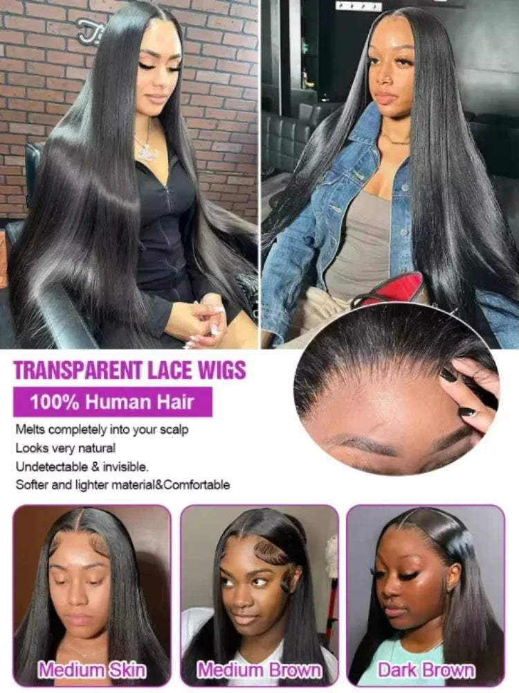 40-46 inch Bone Straight Lace Frontal Wig | 13x4 13x6 HD Human Hair