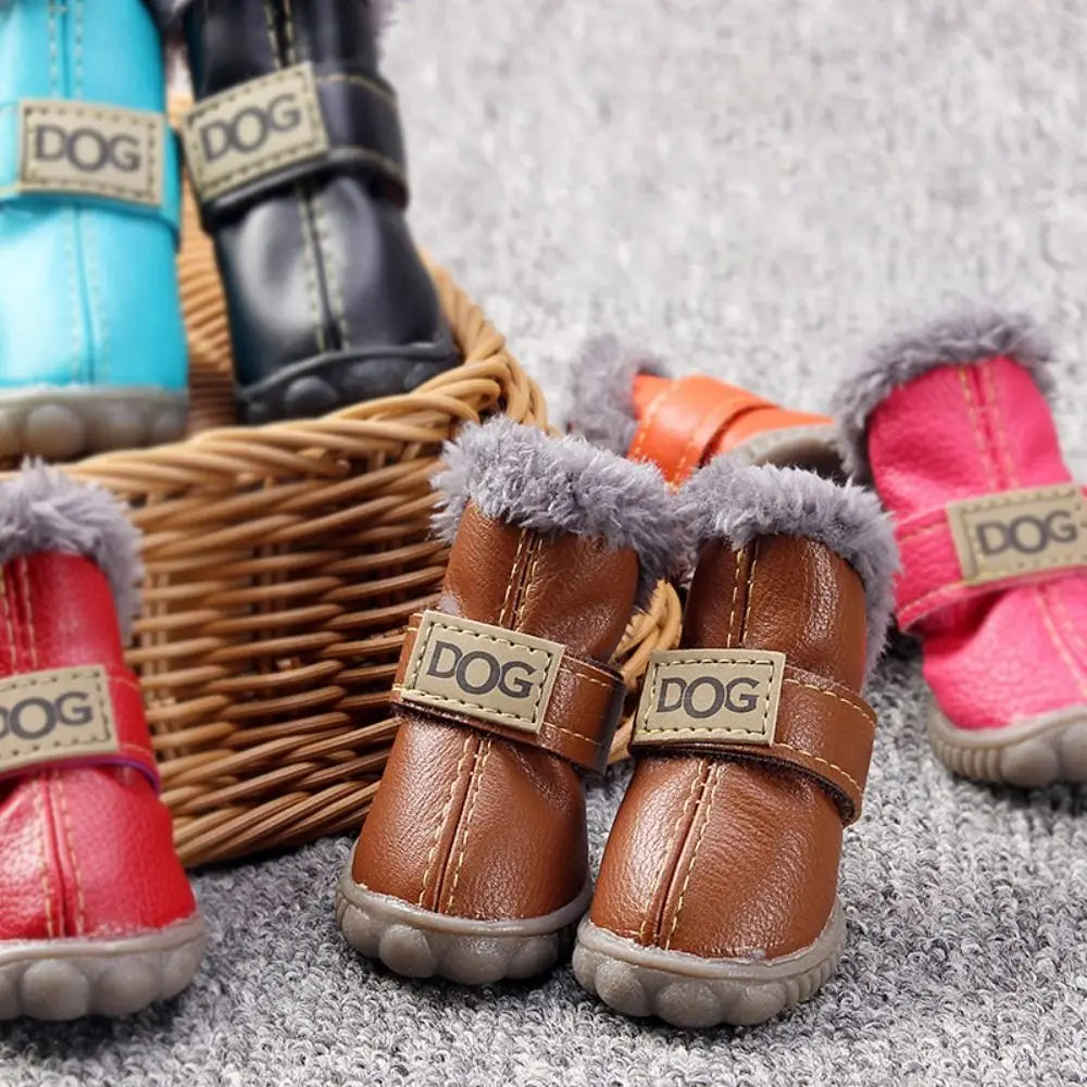 Cotton Pet Snow Boots Set of 4 - Warm Non-Slip Winter Dog Shoes - photo 2