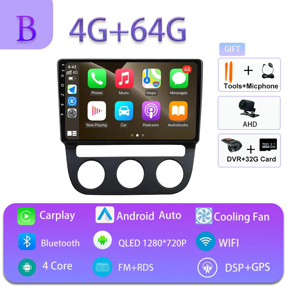 Android Car Stereo for VW Golf Mk5, Jetta GLI, Rabbit 1K (2006–2010) — CarPlay, Android Auto, GPS, 4G, WiFi