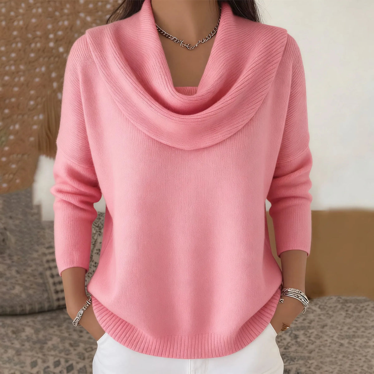 Women's draped neck pullover sweater - view 6