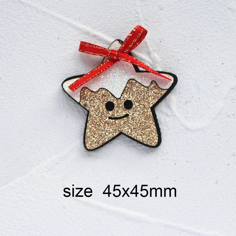 10pcs Glitter Padded Applique Reindeer with Red Nose  for DIY Christmas Hair Clips Bow Accessories Felts Supply Party Decor