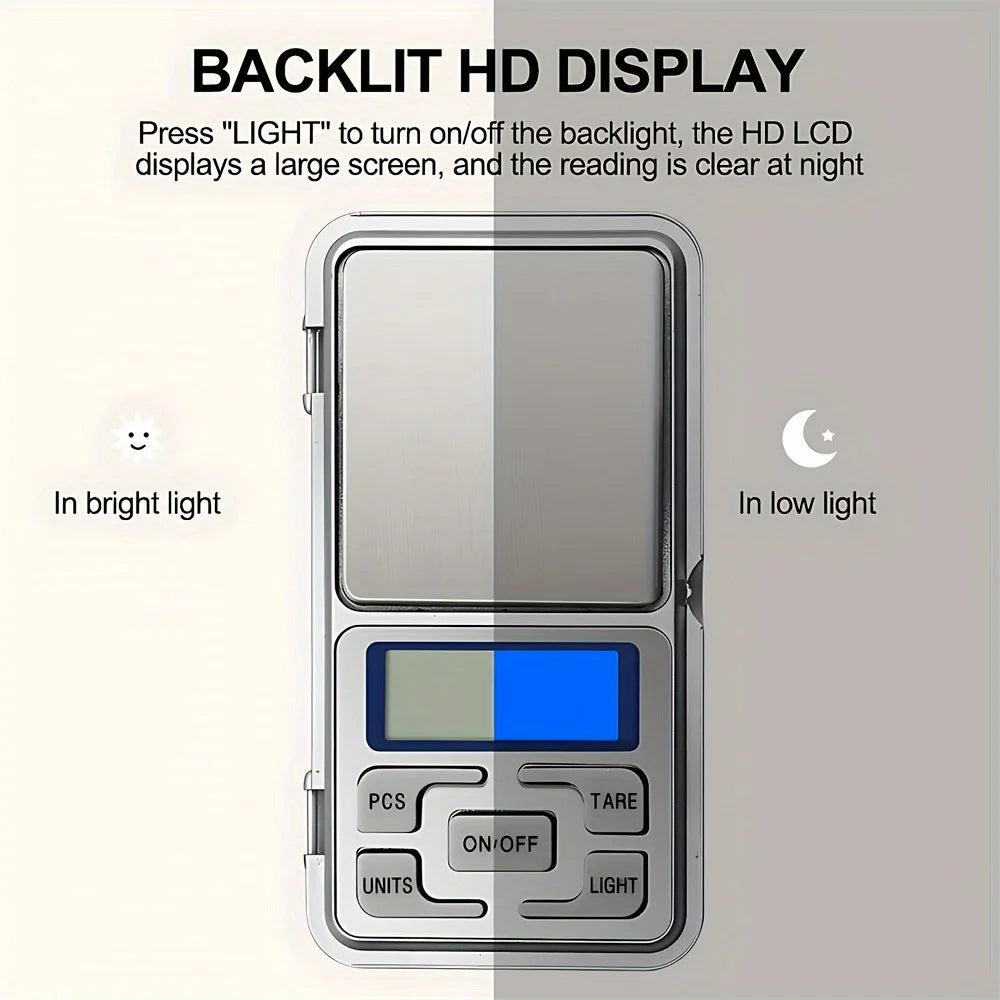 High Precision Mini Pocket Scale 500g/0.1g, Portable Digital Jewelry Scale, Accurate Small LCD Weighing Device for Easy Carry