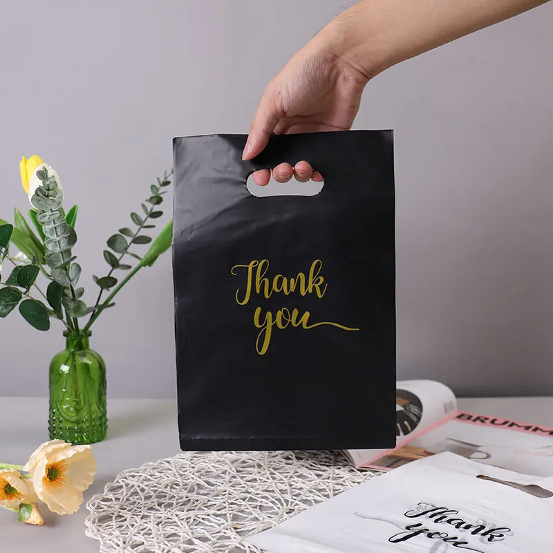 30/20/10pcs Gift Packaging Bags 6 Size Gratitude Handbags Thank you Plastic Shopping Tote Bags Wedding Birthday Bag Flat Pockets