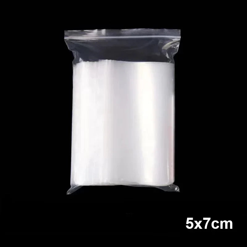 100/300PCS Transparent Zip Bags Food Jewelry Vacuum Storage Bag Plastic Thicken Reclosable Poly Bag Kitchen Organization Package