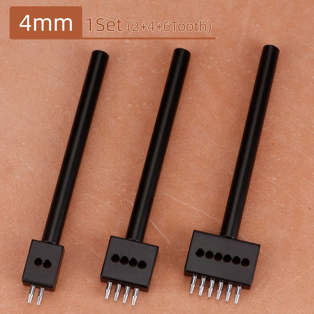 1set Leather Belt Hole Punching Tool, DIY Round Hole Puncher, Leather Craftwork Circle Hole Making Tool, Spacing 4/5/6/8mm