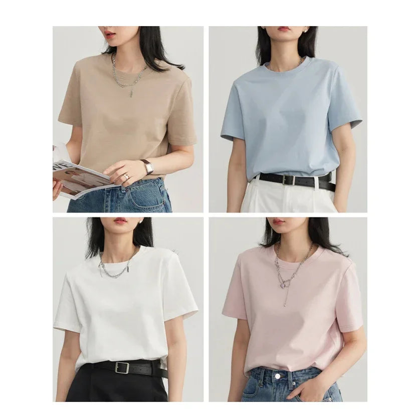 CHIC VEN Women's Basic O-Neck T-Shirt — Solid Short-Sleeve Pullover Tee