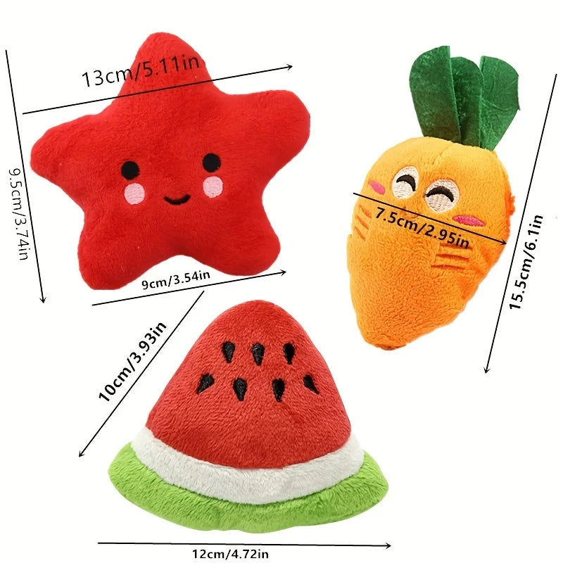 10-Pack Plush Puppy Teething Toys - Squeaky Fruit & Veg – photo 4