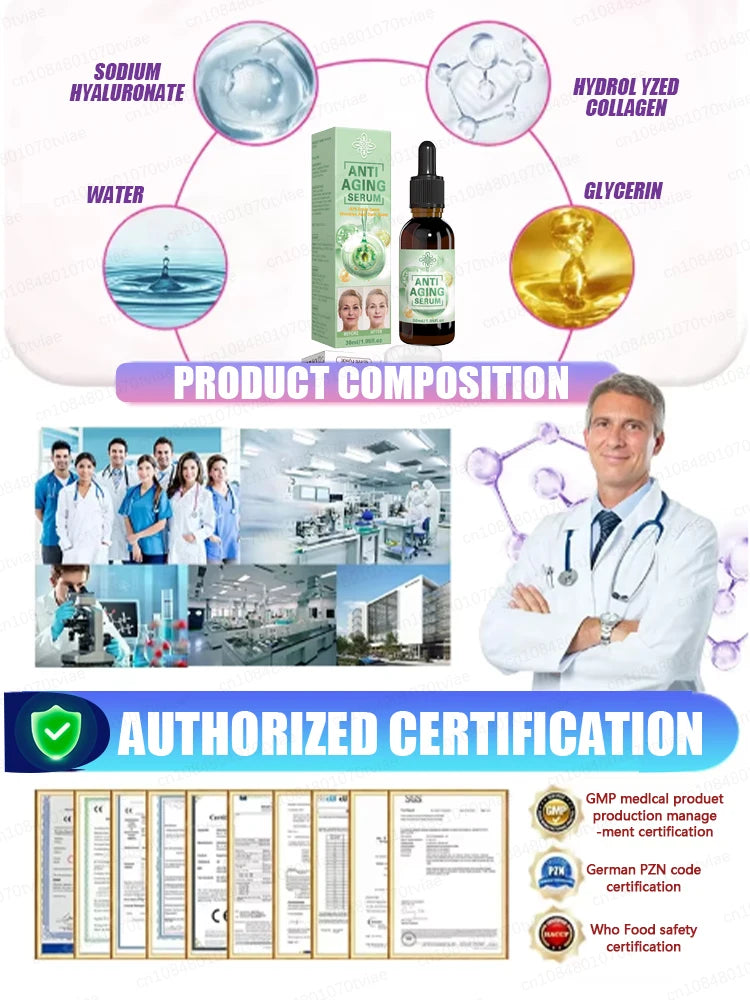 20 years younger, no fine lines