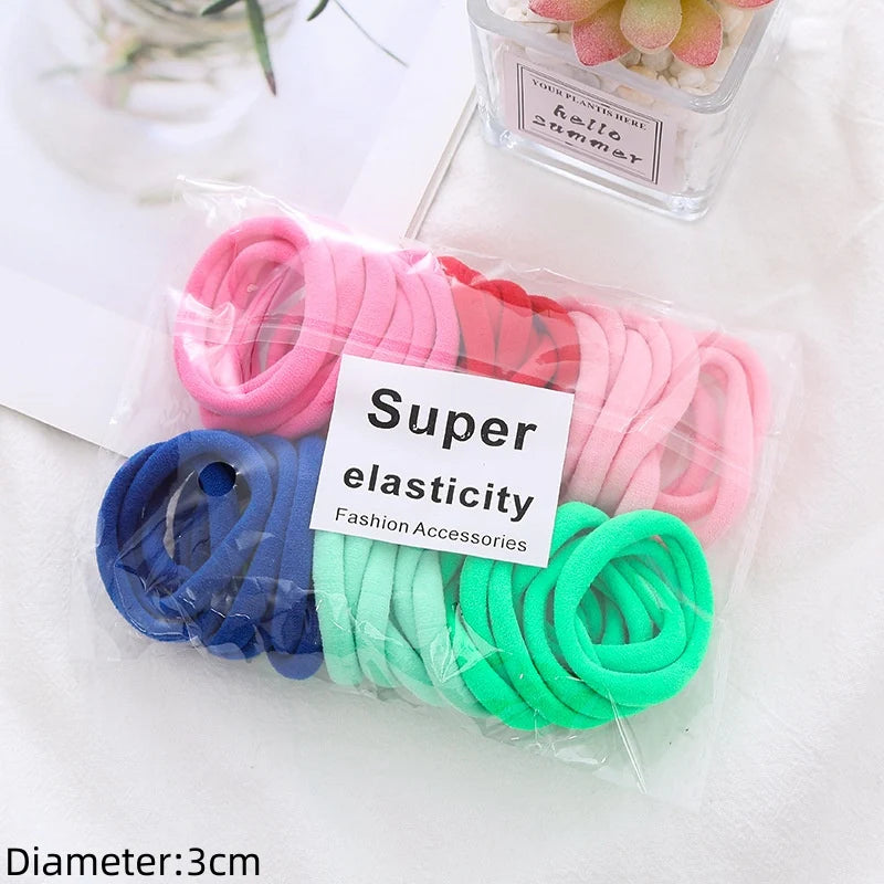 50pcs Black Elastic Hair Band Leagues Ties Colets Scrunchies Springs Gum Accessory For Girl Women No Damage Pigtails Holder Set