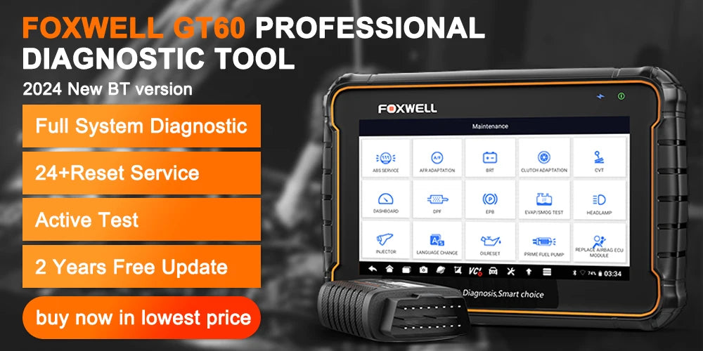 Foxwell GT60 OBD2 Automotivo Scanner 24+ Reset ABS SAS TPMS Reset ODB 2 OBD2 Scanner Bluetooth All System Diagnostic Tool