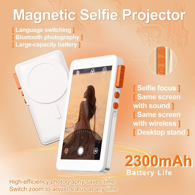 Magnetic Wireless Vlog Selfie Monitor Screen With Adjustable Focus Mobile Phone Selfie Screen Device for Smartphone Rear Camera