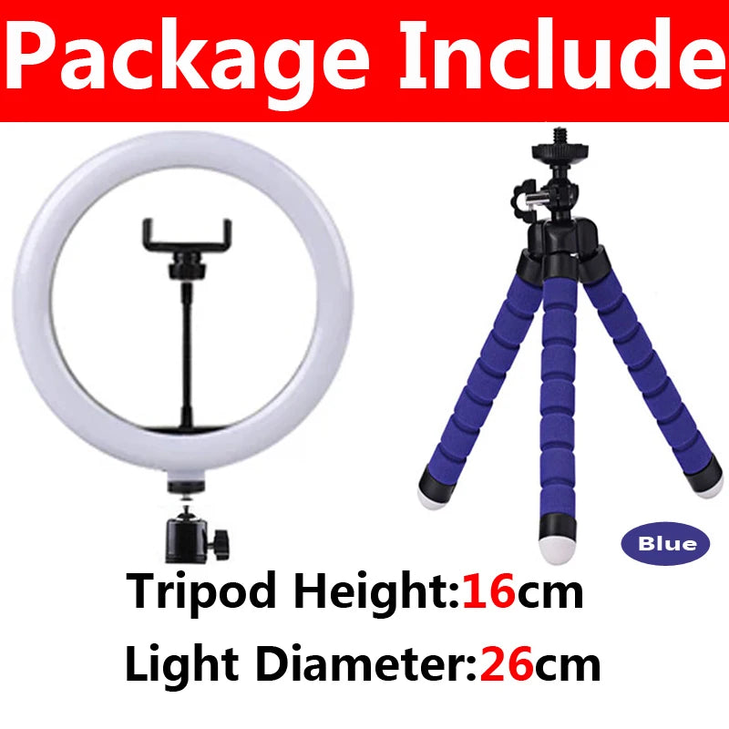 LED Photography Ring Light – 3 Modes Dimmable Selfie Light with Tripod & Phone Stand | TikTok, YouTube & Makeup