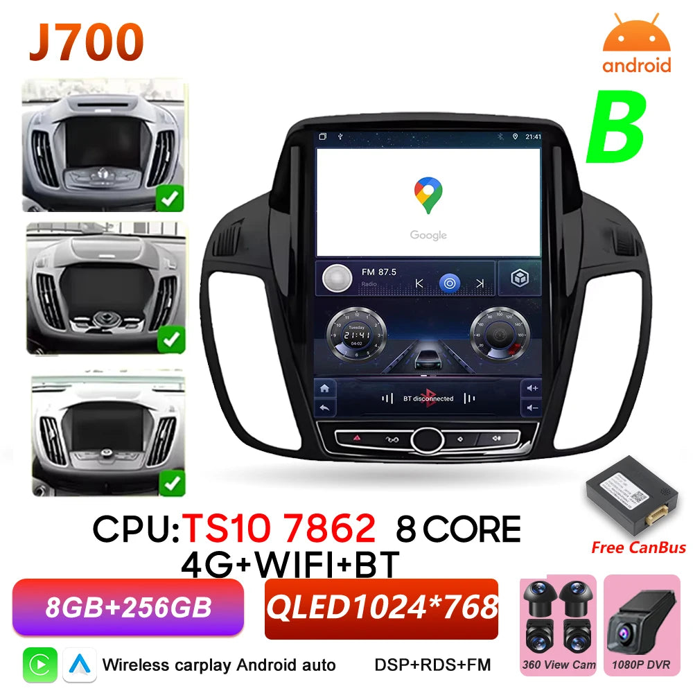 Car Stereo with Apple CarPlay & Android Auto, Compatible with Ford C-MAX, Kuga 2 & Escape 3