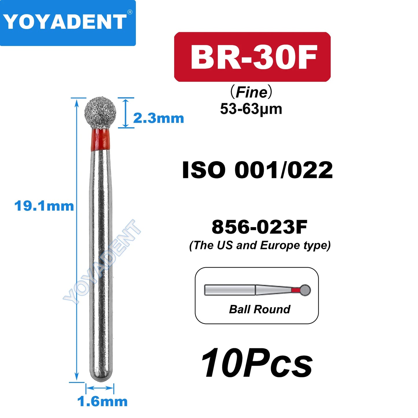 FG Fine Dental Burs Diamond Burs High Speed Turbines Drills Dental Lab Polishing Tools TR/TC/TF/FO/BR/SR/Type 1.6mm 10pcs/Pack