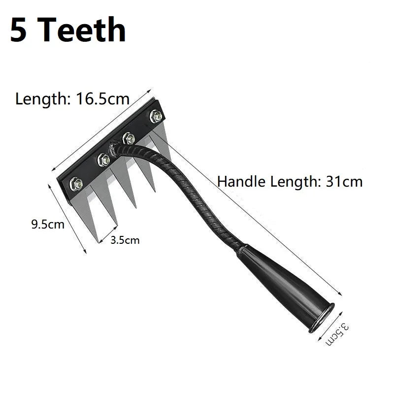 Multi-Tooth Metal Weeding Rake - Choose 5, 6, 7, or 8 Teeth