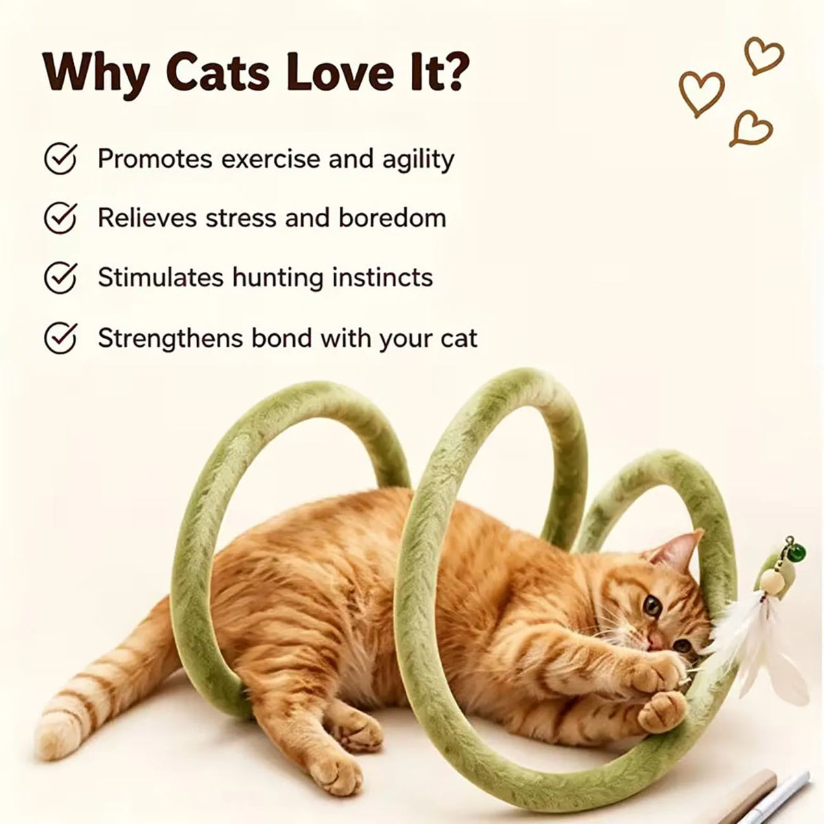 Pop-Up Spring Cat Tunnel with Bell - Interactive Tube – photo 3