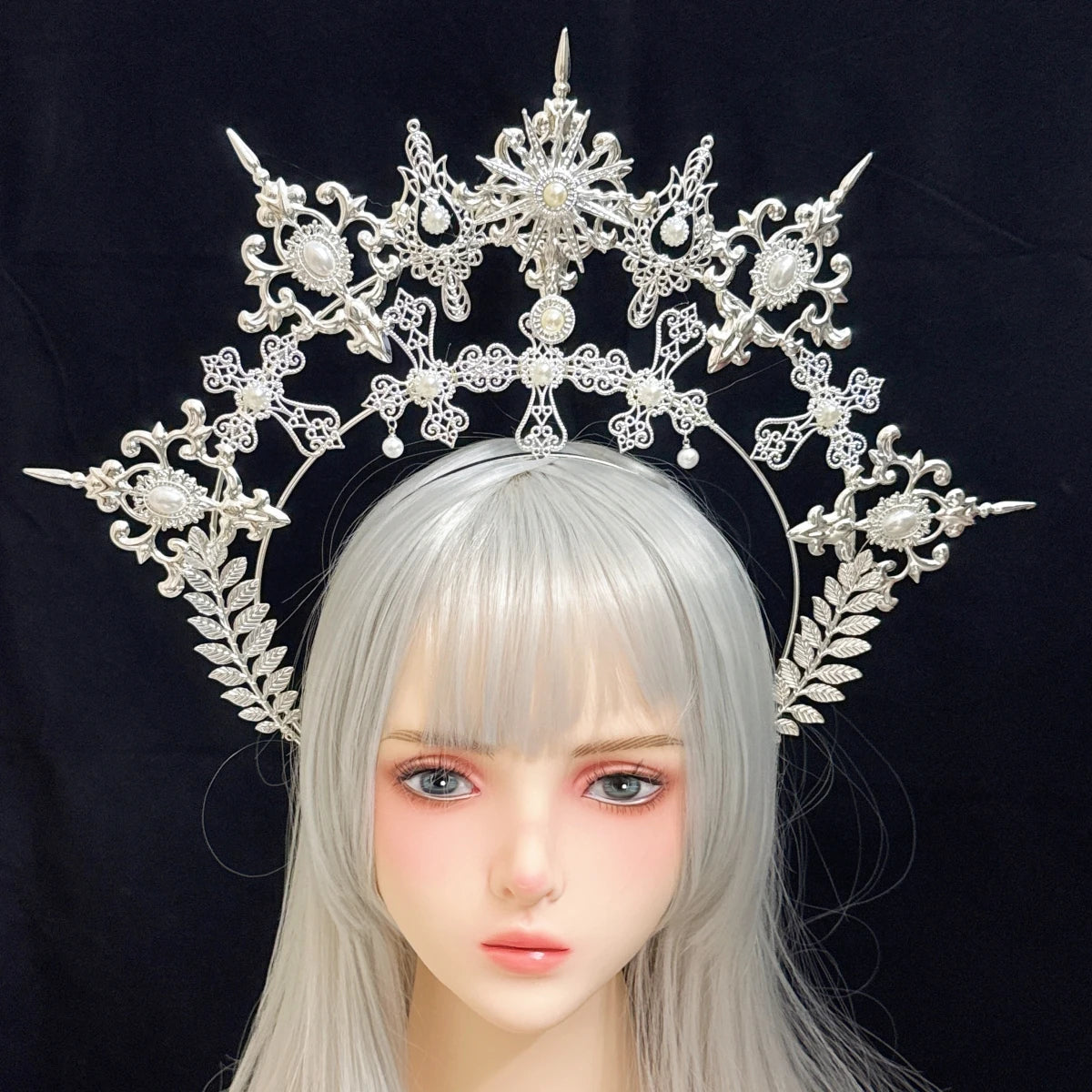Handmade Halo Crown Headpiece Lolita Goddess KC Gothic Halo Crystal Crown Headband Hair Accessories
