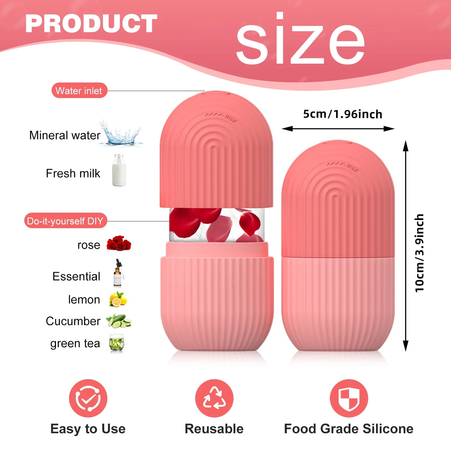 Silicone Face Ice Cube Mold & Roller for Skincare