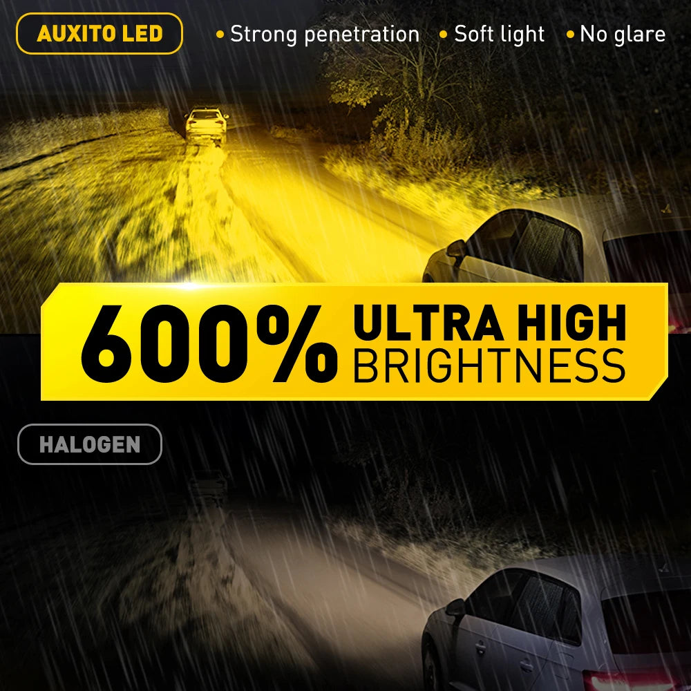 AUXITO 2Pcs 16000LM H8 H11 LED CSP Chip Fog Lights Bulb HB4 9006 9005 HB3 LED Lamp Headight For BMW Toyota 6500K White Yellow