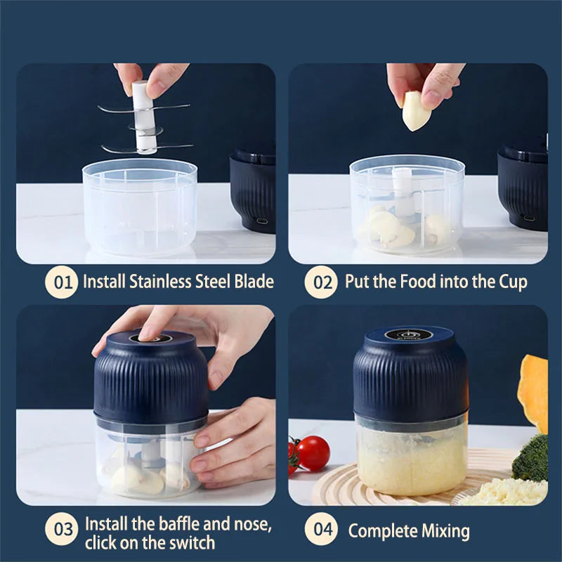 Mini Electric Garlic Chopper - USB Rechargeable 250ml Food Chopper - photo 5