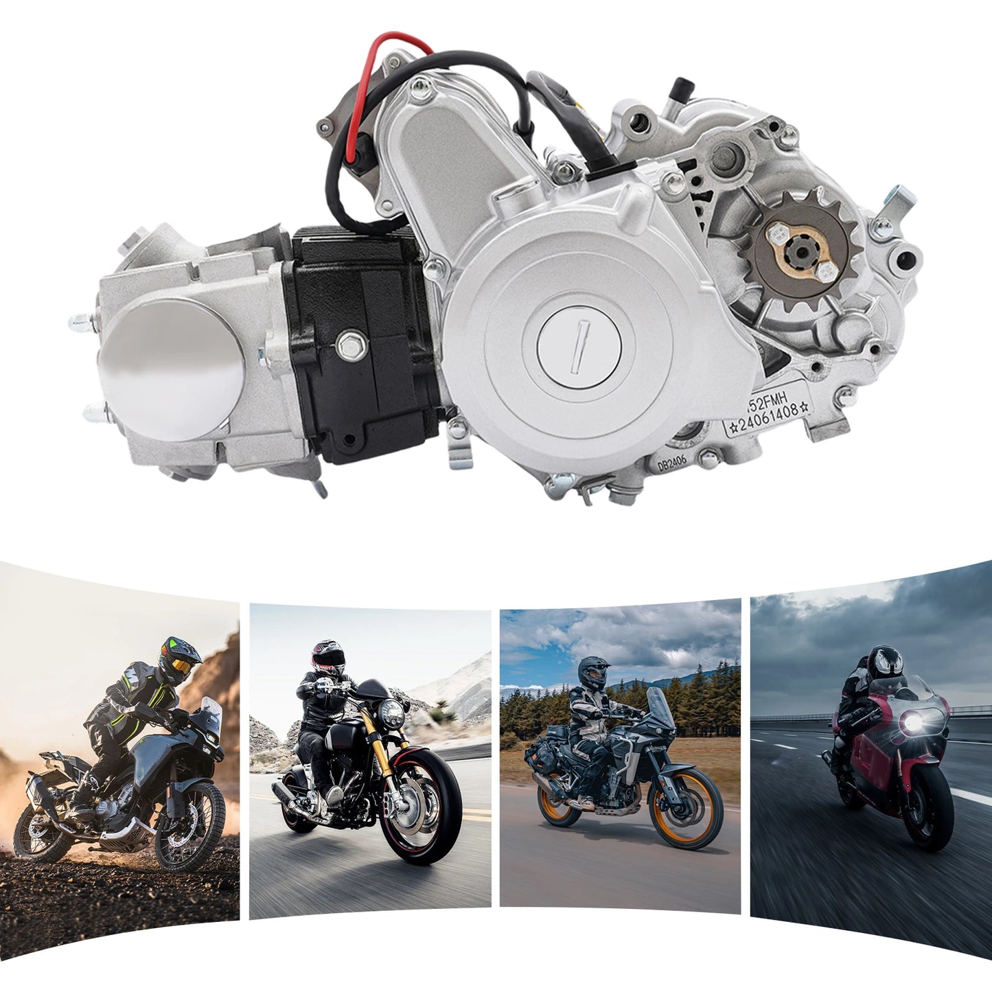 110cc 4-Stroke Complete Engine Motor 152FMH Auto Transmission with Electric Start for 50cc 70cc 90cc 110cc ATV Quad Go Kart Off-Road Pit Bike Mini Dirt Bike Buggy UTV