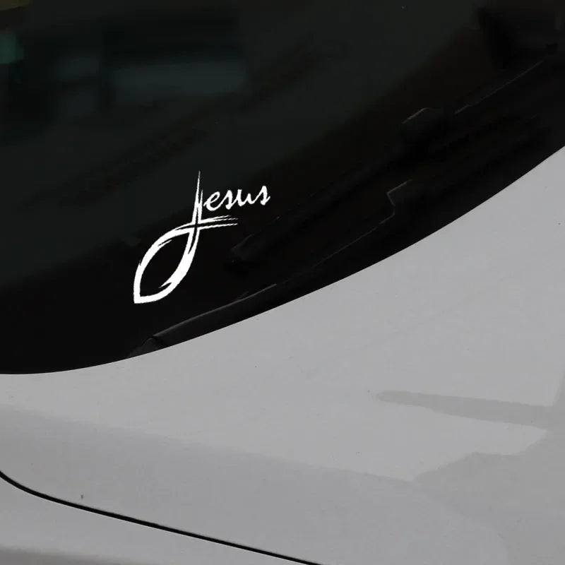 JPCT   Jesus Curve Cross Christ Fish Stickers for Racing, Luggage Waterproof Stickers 50cmx42cm