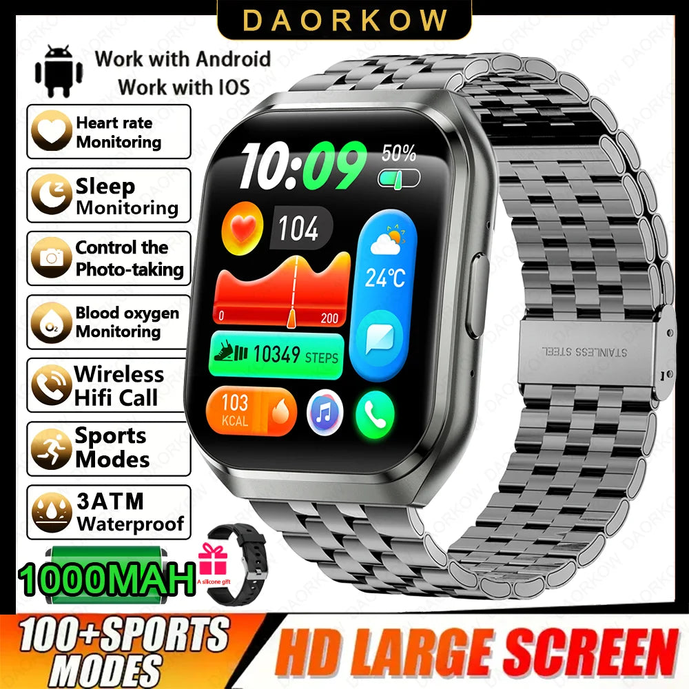 Men's Smart Watch — 1000mAh Long Standby, IP68, BT Calling
