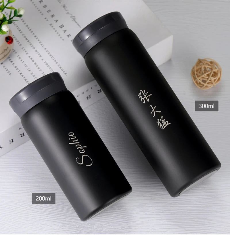 200/300ML 316 Stainless Steel Pocket Mini Thermos Custom LOGO Black Hot Water Bottle Vacuum Flask For Ice Coffee Travel Cup