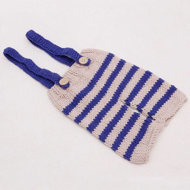 Newborn Striped Knit Hat and Jumpsuit Set - Baby Photo Outfit - photo 4