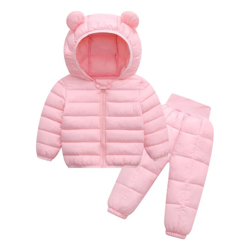 Kids Hooded Puffer Jacket and Pants Snowsuit - 2-Piece Winter Set - photo 5