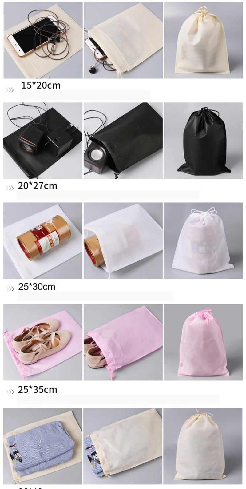 StoBag Non-woven Drawstring Bags Shoe Clothes Storage Fabric Portable Reusable Travel Organizer Pouches Custom Logo(Extra Fee)