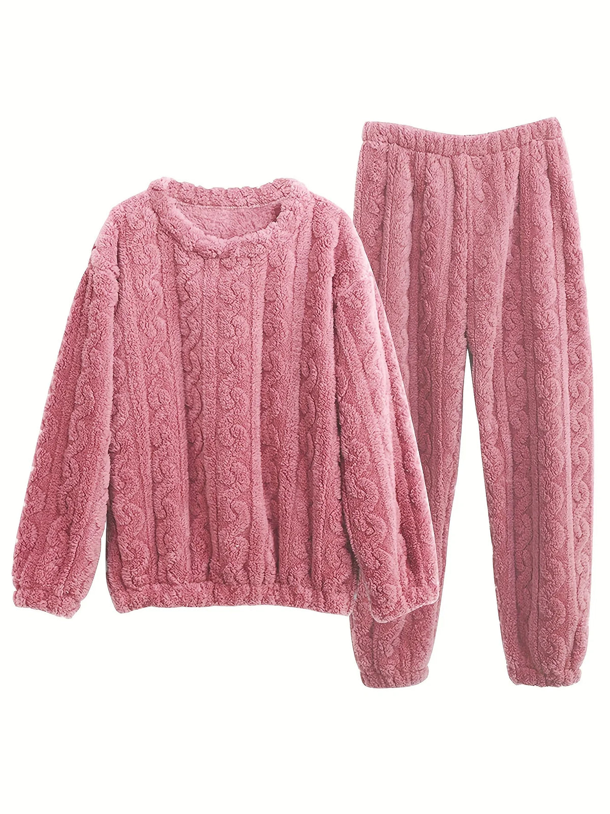 Women's Jacquard Fleece Pajama Set - Thick Plush Winter Sleepwear - photo 4