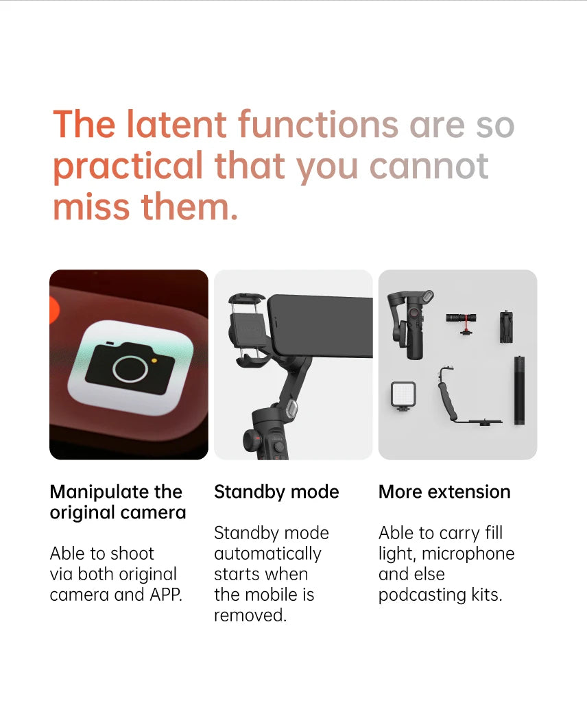 AOCHUAN 3-Axis Handheld Gimbal Stabilizer SmartXE for Smartphone for iPhone Android AI Face Tracking Tk Vlog