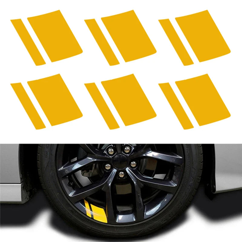 6 Pc Car Wheel Rim Reflective Stickers, Warning Decal Stripes