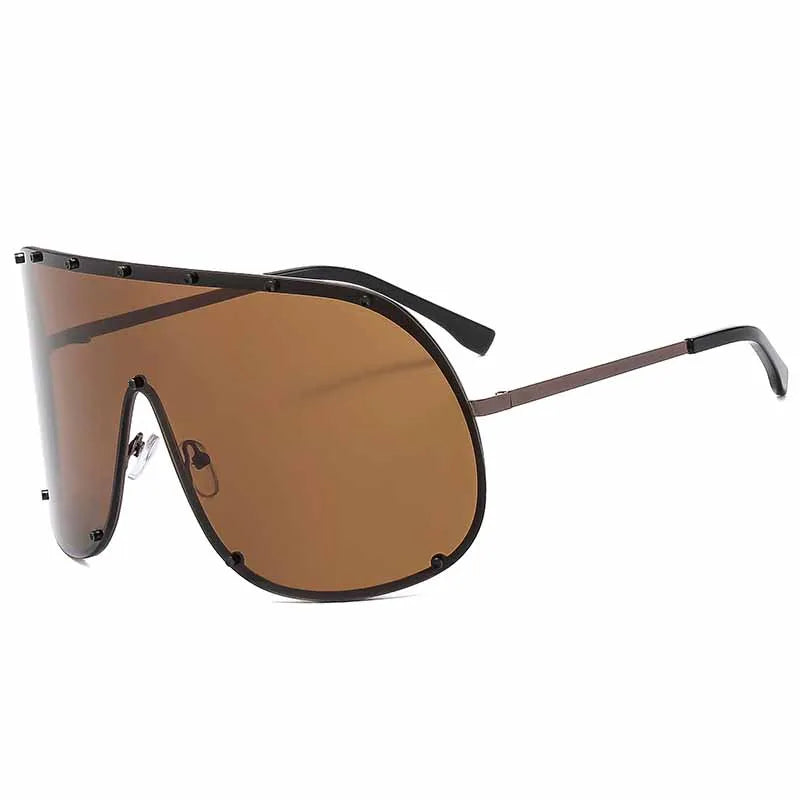 Oversized Rimless Shield Sunglasses for Women — Y2K UV400