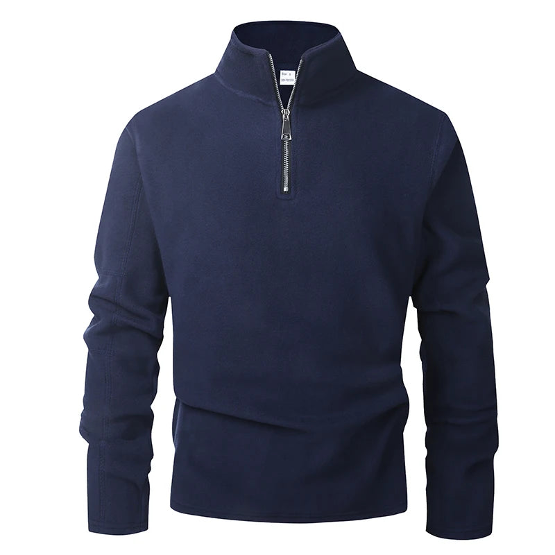 Men's Fleece Zip-Neck Pullover - Thick Stand Collar Sweatshirt - photo 14