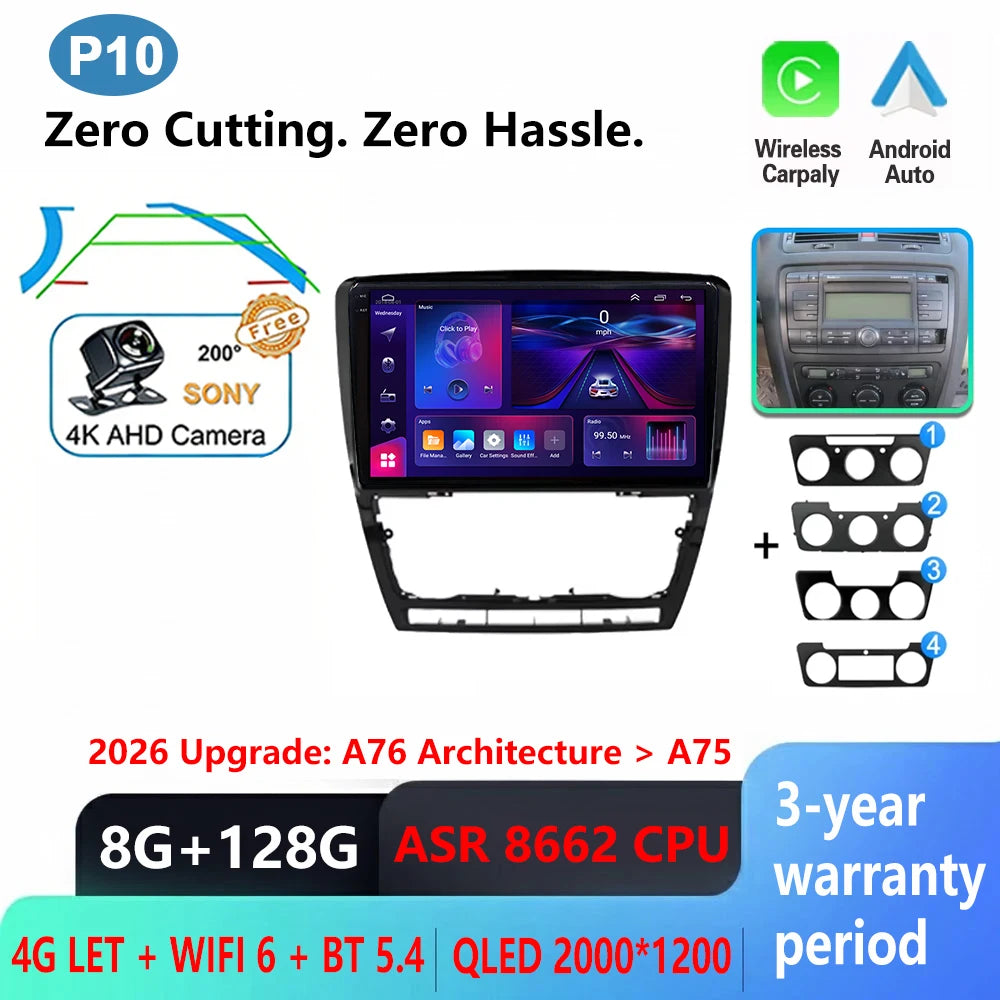 Car Stereo with Apple CarPlay & Android Auto, Compatible with Skoda Octavia 2 A5