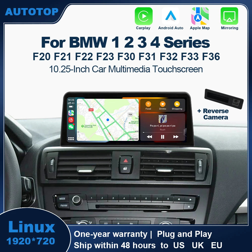 AUTOTOP 10.25”1920*720 Wireless Carplay Android Auto Car multimedia player for F20 F21 F22 F30 F31 F32 F33 F34 F36 NBT 2026-2026