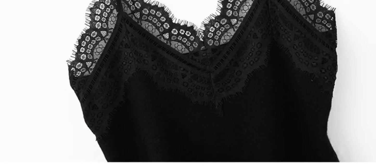 Women's Lace Trim ter Vest Ice Silk Knitted Svel Top Outerwear Suit Inner Match Beautiful Ba ort Sle Daily Wear