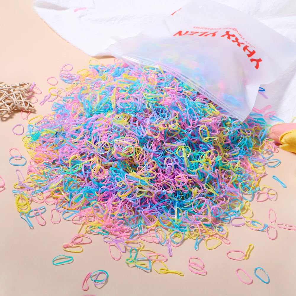 MMAlto Colorful Disposable Elastic Hair Ties for Girls – 500/1000/2026 Pcs Bulk Pack