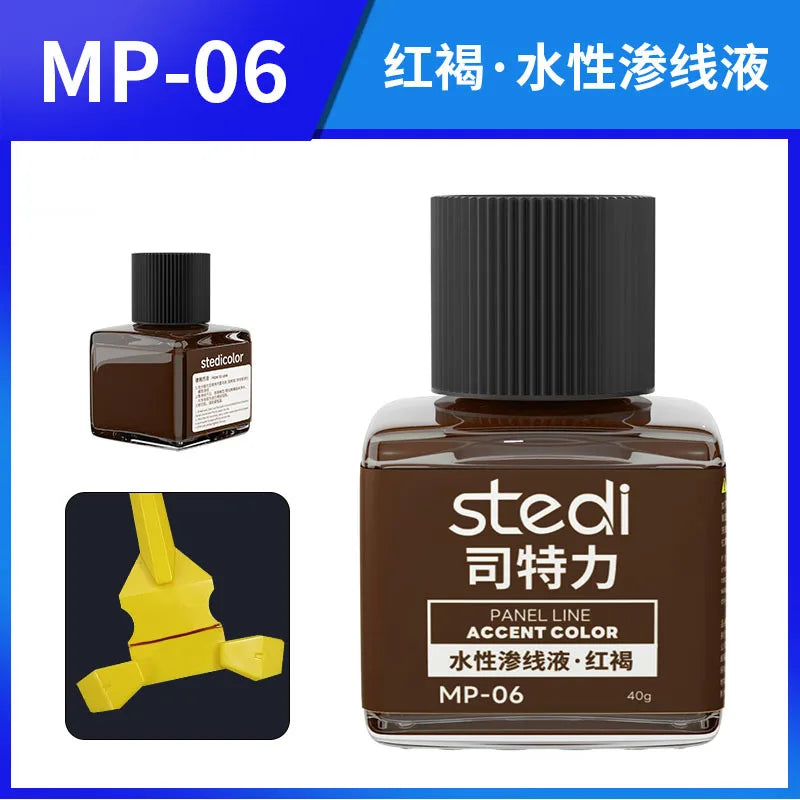 40g Stedi MP10-MP29 Water-based Fluorescent Panel Liner Paint for Model Building Fluorescent Ink Panel Line with Tools