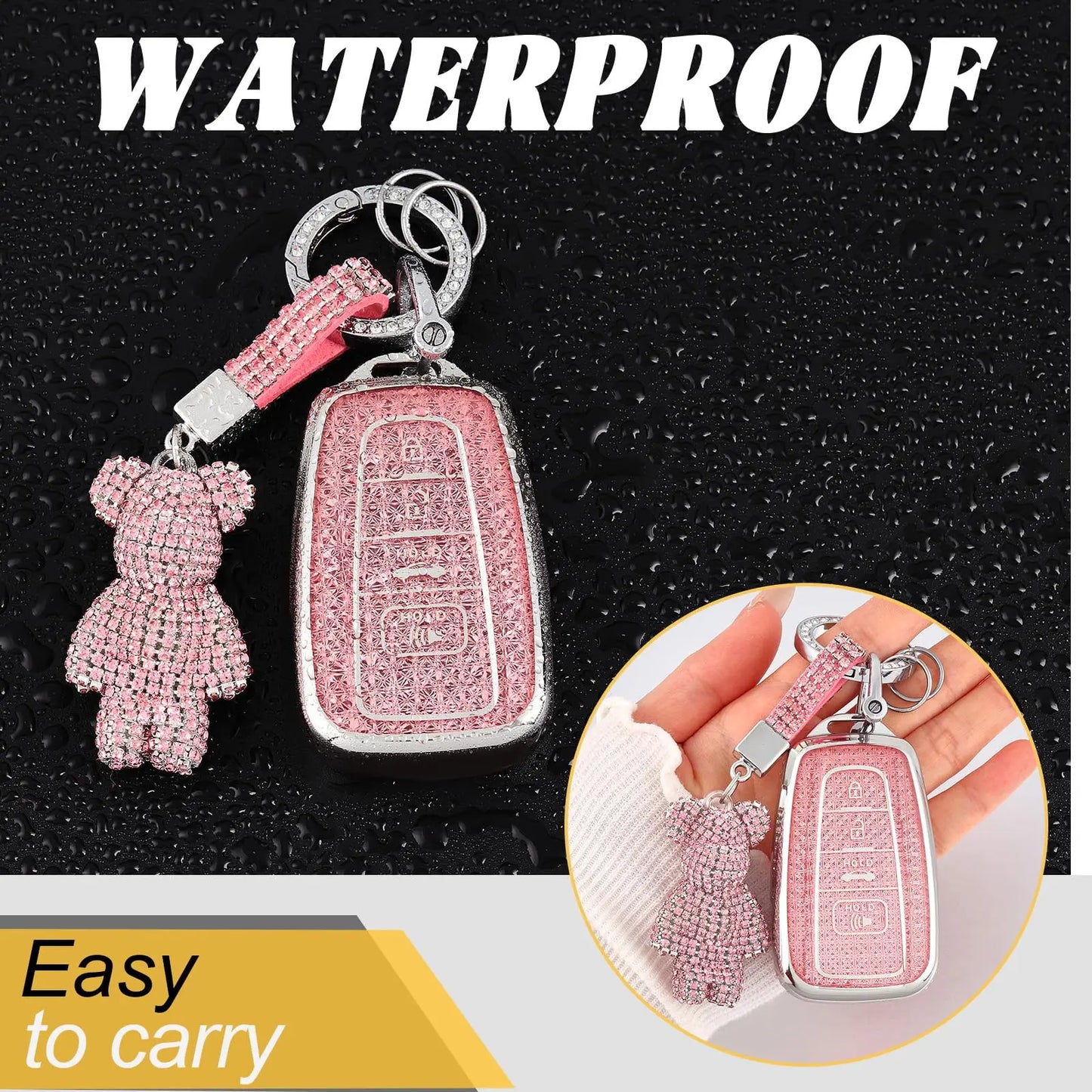 for Toyota Key Fob Cover with Bear Keychain Soft TPU Key Case Protection For Toyota RAV4 Camry Corolla 4Runner Highlander Prius