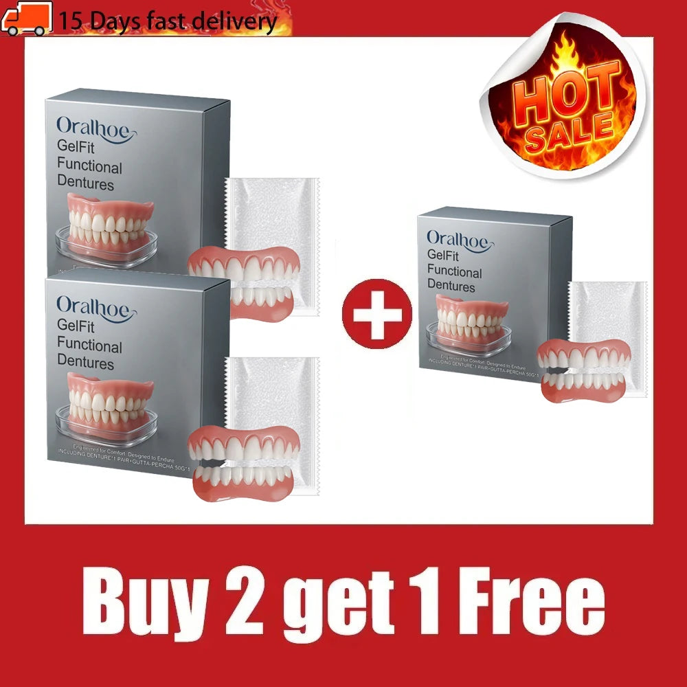 2026 New Teeth Silicone Kit Fill Tooth Gaps Orthodontic Upper Lower Fake Teeth Soft Decorative Comfortable Realistic Denture Set