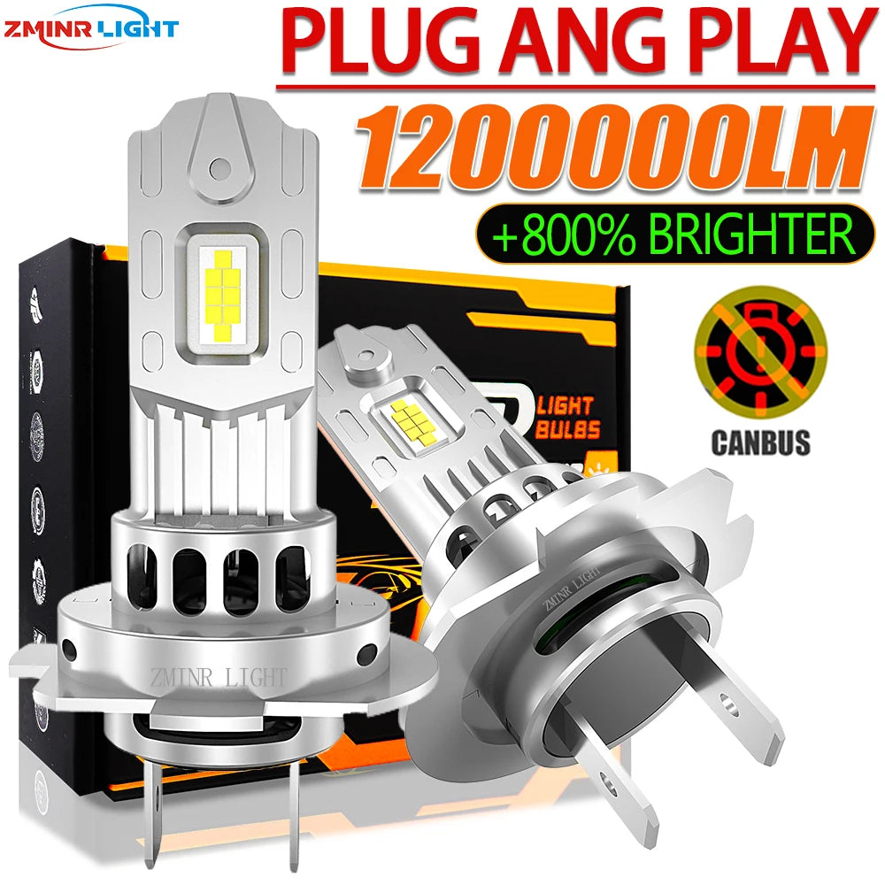 H7 LED Bulb H4 Headlight for Car CANBUS 1500W High Power Auto Lights 6500K Mini Wireless Turbo Fan Automobile LED Headlamp 12V