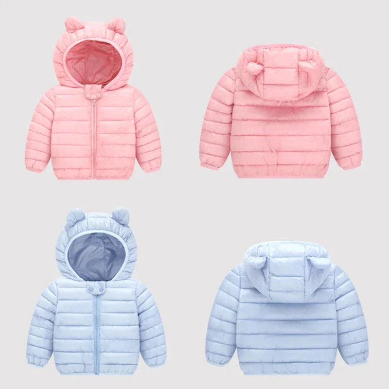 Toddler Girls Light Puffer Coat with Ear Hood - Warm Winter Jacket - photo 3