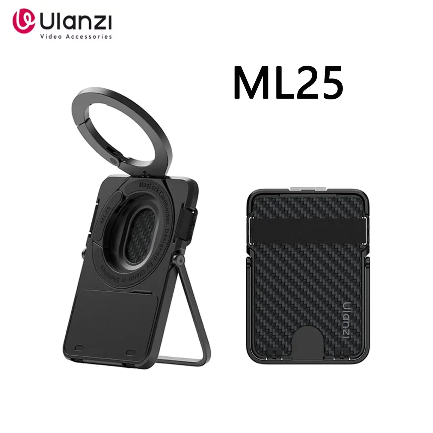 Original Ulanzi ML25 Aluminum Alloy Cardholder Phone Stand Double Side Magnetic Ring Portable Anti Scratch Foldable Fit