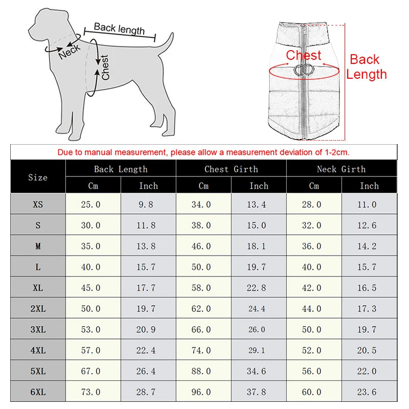 Waterproof Winter Dog Coat - Warm Vest Jacket for Small to Large Dogs