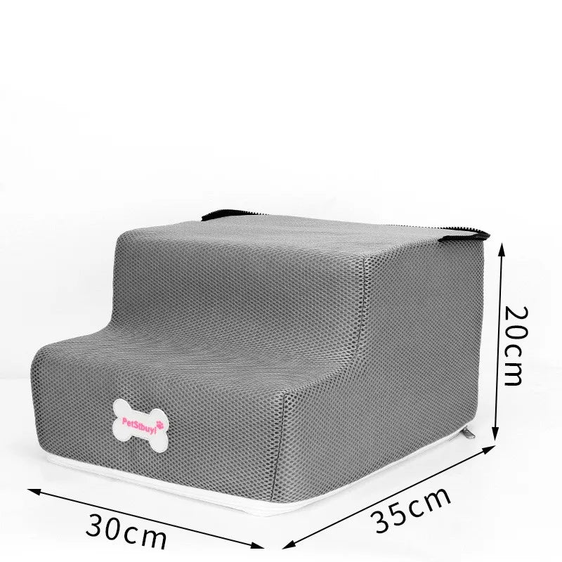 Hot Dog House-Style 3-Step Pet Stairs - Anti-Slip