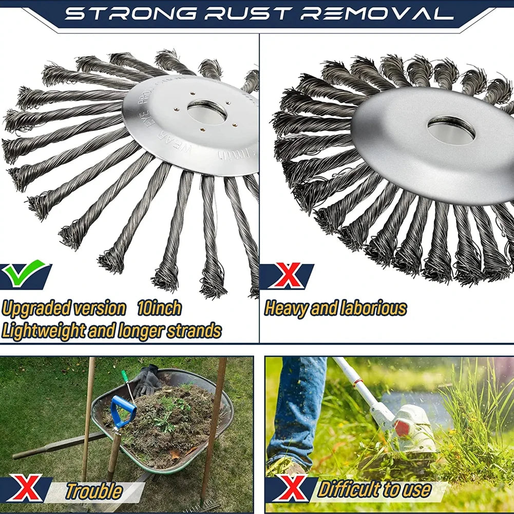 4/5/10Inch Weed Brush Cutter Head Lawn Mower Universal Grass Trimmer Head Steel Wire Wheel Brush Disc Garden Trimmer Head Weed