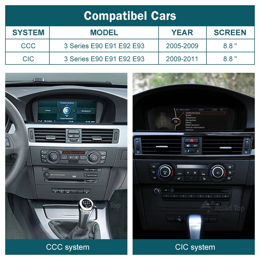 8.8'' Wireless CarPlay Android Auto For BMW Series 3 5 E60 E61 E90 E91 E92 E93 CCC CIC System Multimedia Display Screen